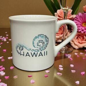 Starbucks Hawaii Blue Wave Coffee Mug 14oz White Ceramic EUC